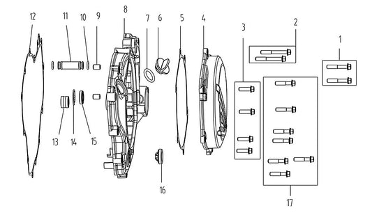 Kove MX250 right crankcase cover parts diagram
