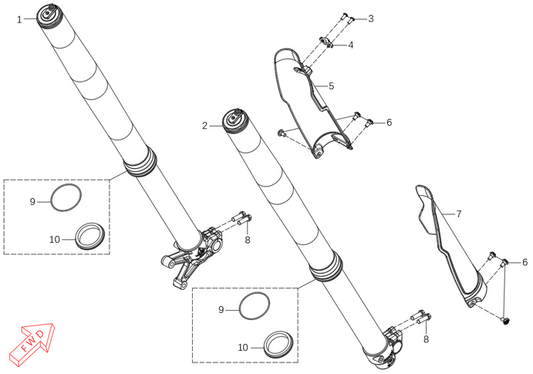 MX250 – Front Fork exploded diagram