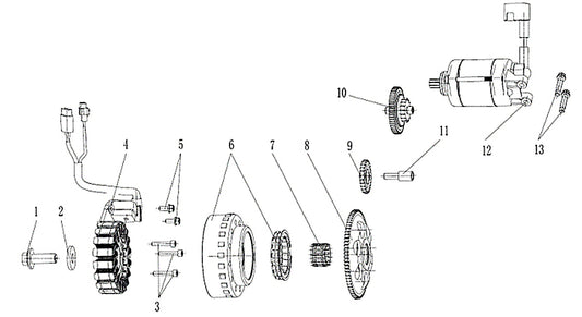 Kove MX450 starter parts diagram