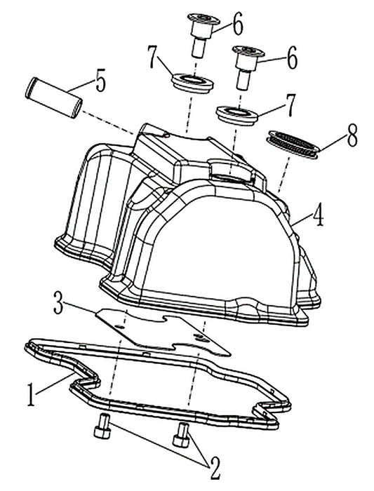 Kove MX450 cylinder head cover parts diagram