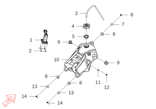 MX450 – Fuel Tank exploded diagram
