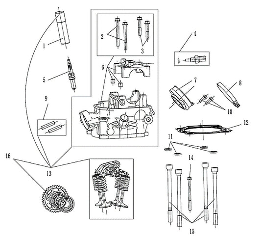 MX450 – Cylinder Head exploded diagram