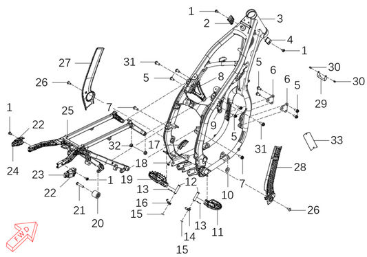 MX450 – Frame exploded diagram