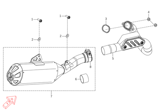 Kove MX450 muffler parts diagram