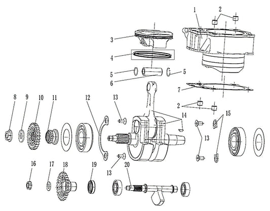 MX450 – Crankshaft/Piston exploded diagram