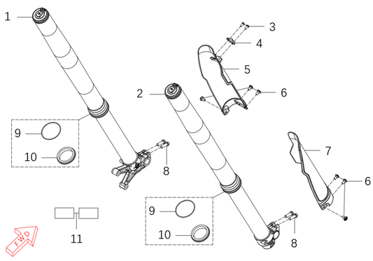 Kove MX450 front fork parts diagram